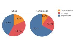 Distribution of cartoons production types by ownership, 2010-2020