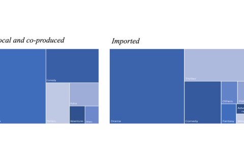 Topics by type of production, 2010-2020 (%)